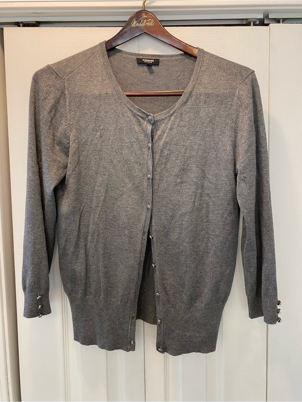 Pemise studio Heather Gray Button-Front Cardigan